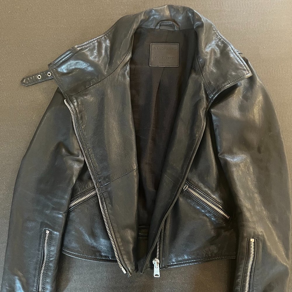All Saints Lewin Leather Biker Jacket US4